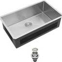30x19 Kitchen Sink - Fuyuoer Undermount Stainless Steel 16 Gauge Workstation Single Bowl, 30x19x10 Inch Deep Basin with Round Corners