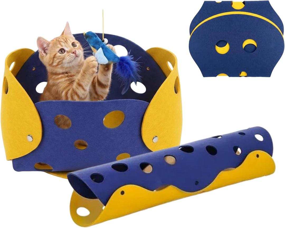 Felt Cat Tunnel Bed 3-in-1 DIY Convertible Cat Nest & Play Mat
