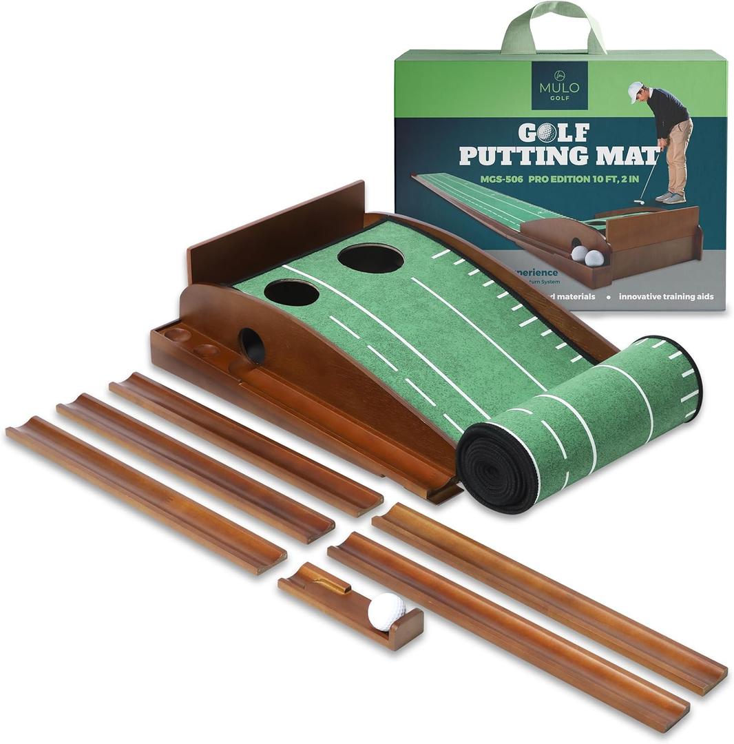10 FT Putting Green Indoor - Portable Golf Putting Mat with Auto Ball Return System, Perfect for Home & Office Practice
