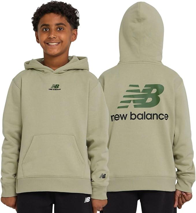 New Balance Boys Hoodie – Premium Comfy Cotton Blended Fleece Classic Pullover Sweatshirt for Kids, XL 18-20 Light Green
