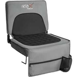 Stadium Seats with Back Support and Cushion, Folding Stadium Chair Includes Shoulder Strap and Cup Holder, Portable Bleacher Chairs for Sports Events (Grey)