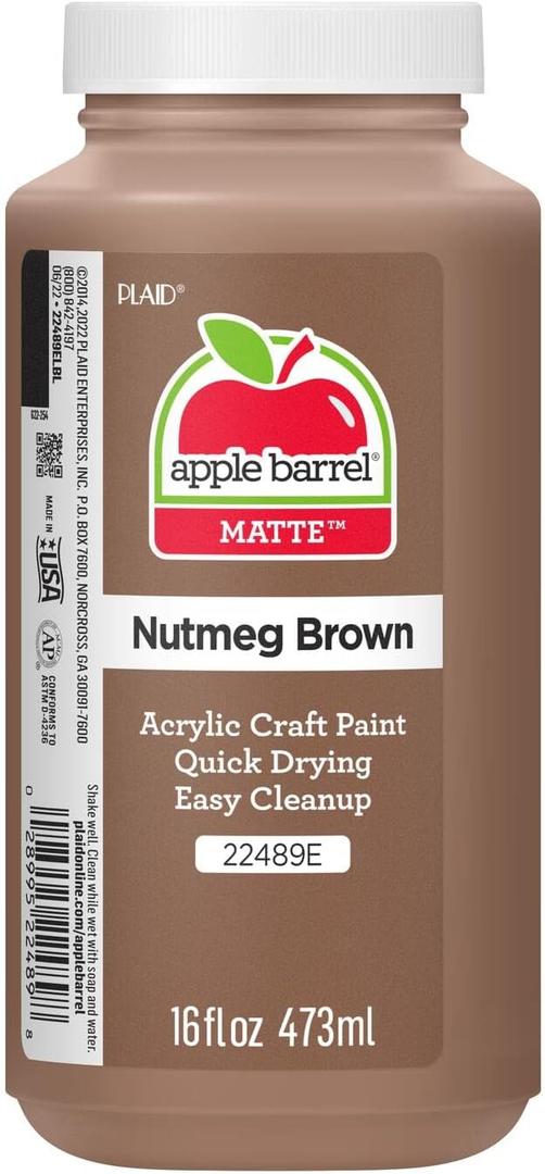 Apple Barrel Paint Acrylic, 16 oz, Nutmeg Brown, Best By 12, 2024