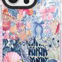 2 x ChiCsFleur for iPhone 13 Pro Max Case, TPU Phone case with Camera Protection for Women Girls Teens - Coastal Collage Pink Bow Disco Ball Y2K Gift Tropical Floral Blue White Sorority Aesthetic Unique (MarineOcean)