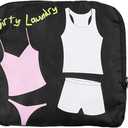 Miamica Travel Laundry Bag, Wash, Dry, Fold, Repeat, Black, 21" x 22", Dirty Laundry