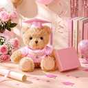 Zhanmai 3 Pcs 2026 Graduation Gift Set Include Graduation Plush Bears Encouragement Inspirational and Compass Necklace for Preschool Kindergarten Primary College High School Party Favors (Pink)