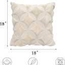 Throw Pillow Covers 18x18 Set of 2, Modern Farmhouse Decorative Soft Plush Faux Wool Boho Pillow Covers Room Decor, Beige