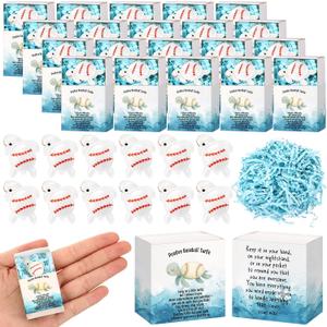 Amyhill 15 Set Mini Resin Sports Turtle Gift Bulk Inspirational Ball Turtle Ornaments Positive Energy Box Inspirational Support Sports Gifts for Team Coach Players Fan Birthday (Baseball)