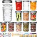 Wide Mouth Mason Jars 12Pack, Mason Jars 16 oz with Lids, Canning Jars with Metal Airtight Lids and Bands, Ideal for Jam, Jelly, Beans, Candy, Meal Prep, DIY Decors, Homemade Candles