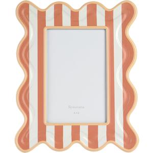 Wavy Striped 4x6 Picture Frame  Orange and Cream with Frosted Finish, Tabletop Photo Display  Joyful Decorative Photo Frame for Desk, Shelf, or Gift