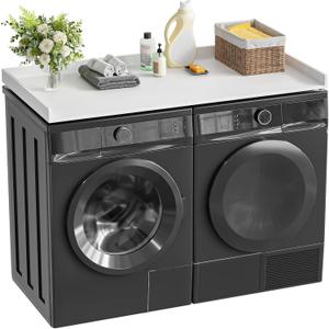 HOOBRO Washer Dryer Countertop, Laundry Room Organization, 54" x 27.6", Laundry Countertop Shelf with Non-slip Pad and Edge Ralis, Easy to Clean, Easy to Assemble, White WT37XY01