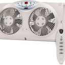 Bionaire Window Fan with Reversible Airflow Blades 3-Speed Settings, Programmable Thermostat, LED Display, Remote Control, Fits 2436" Windows, No Assembly Required