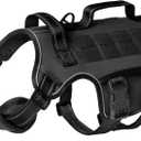 Tactical Dog Harness Medium Sized, Heavy Duty No Pull Dog Harness with Handle, Easy On and Off Service Dog Vest with Molle System, Reflective Pet Vest for Walking Hiking Training