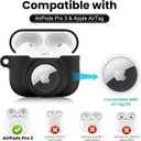 2 in 1 Silicone Case Compatible with AirPods Pro 3 and AirTag, Shockproof Protective Case Cover for AirPods Pro 3rd Generation 2025 with Cleaner Kit & Carabiner (Black)