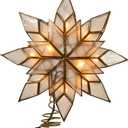 Kurt Adler 8.5-Inch Capiz Star Tree Topper with 10 Clear Lights and 1 Spare Bulb