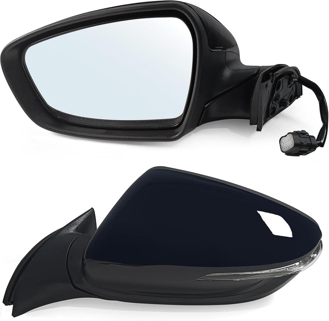 Left Driver Side Mirror Assembly Fits 2014 2015 2016 KIA Forte With Power Glass Heated Turn Signal Match to Black Replace KI1320182(6Pins)