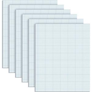 Ctosree 6 Pack 8.5" x 11"Graph Paper Pads, 10x10 Quad Ruled, 50 Sheets/100 Pages graph paper for Engineer Architect Designer Mathematician Draftsman (Blue)