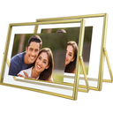 Gold Floating Frame (6"x8", Horizontal), 2 Set, For Picture 5x7, 4x6, 3.5x5, Tabletop Shelf Photo Frames, Home or Office Decor, Classy For Father's Day, Birthday or Wedding