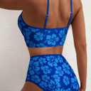 Herseas Women's O Ring Bikini Sets 2 Pieces Floral Print Swimsuits High Waisted Bathing Suits (M)