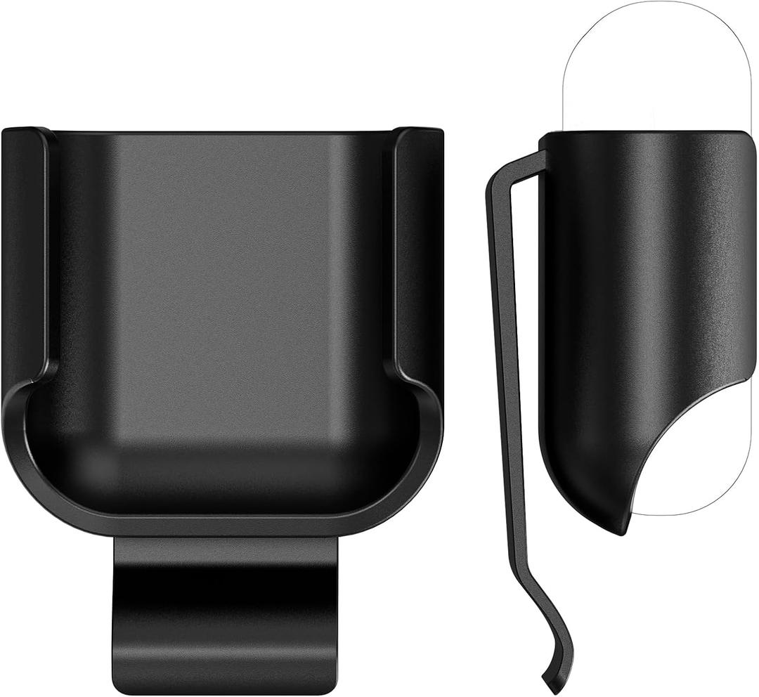 Geekria 2 Pack Earbuds Case Ultra-Light Belt Clip Pocket Holder, Compatible with Apple AirPods 2 True Wireless Earbuds, Charging Port Accessible (Black)