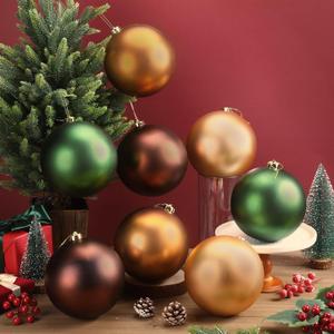 Wettarn 8 Pcs 6 Inch Multicolor Christmas Balls Ornaments Rustic Large Plastic Xmas Tree Hanging Ornaments Neutral Modern Xmas Giant Balls Decoration for Christmas Tree Lawn Yard Garden Party