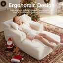 45'' Chaise Lounge Chair Indoor, Corduroy Upholstered Boneless Sofa Bed, Deep Seat Sleeper Couch Reading Chairs, Small Comfy Cloud Sofas Couches for Living Room, Bedroom, Movie Room (Beige)