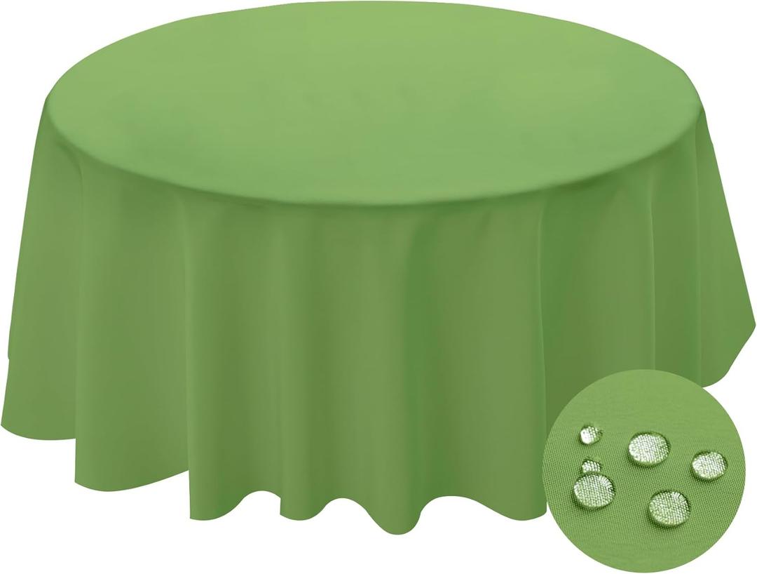 BYDOLL Table Cloth Round 48 Inch Tablecloth Fits Max38 Inch Diameter Top,Apple Green Washable Outdoor Winkle and Stain Resistant Spillproof Polyester Tablecloths for Round Tables Party Cover