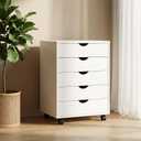 5 Drawer File Cabinet, Under Desk Storage Organization with Wheels, Mobile Filing Chest for Small Desk Printer Stand for Home Office, White