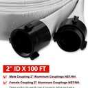 Fire Hose, 2" ID X 100 FT, Single Jacket EPDM Lined, 750 PSI Burst Pressure, Industrial Fire Hose with M F NST/NH Aluminum Couplings
