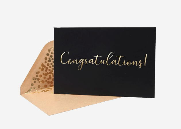 50 Pack Congratulations Card – Elegant Greeting Cards With ‘’Congratulations’’ Embossed In Gold Foil Letters – For Engagement, Graduation, Wedding - 52 Kraft Envelopes Included - 4" x 6" - Black