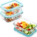 3 Pack Glass Snack Containers, Glass Snack Pack Containers with Airtight Lids, No Leak, Easy Open Small Food Storage Container, Reusable Meal Prep Container, Perfect Lunch Box for Outdoor