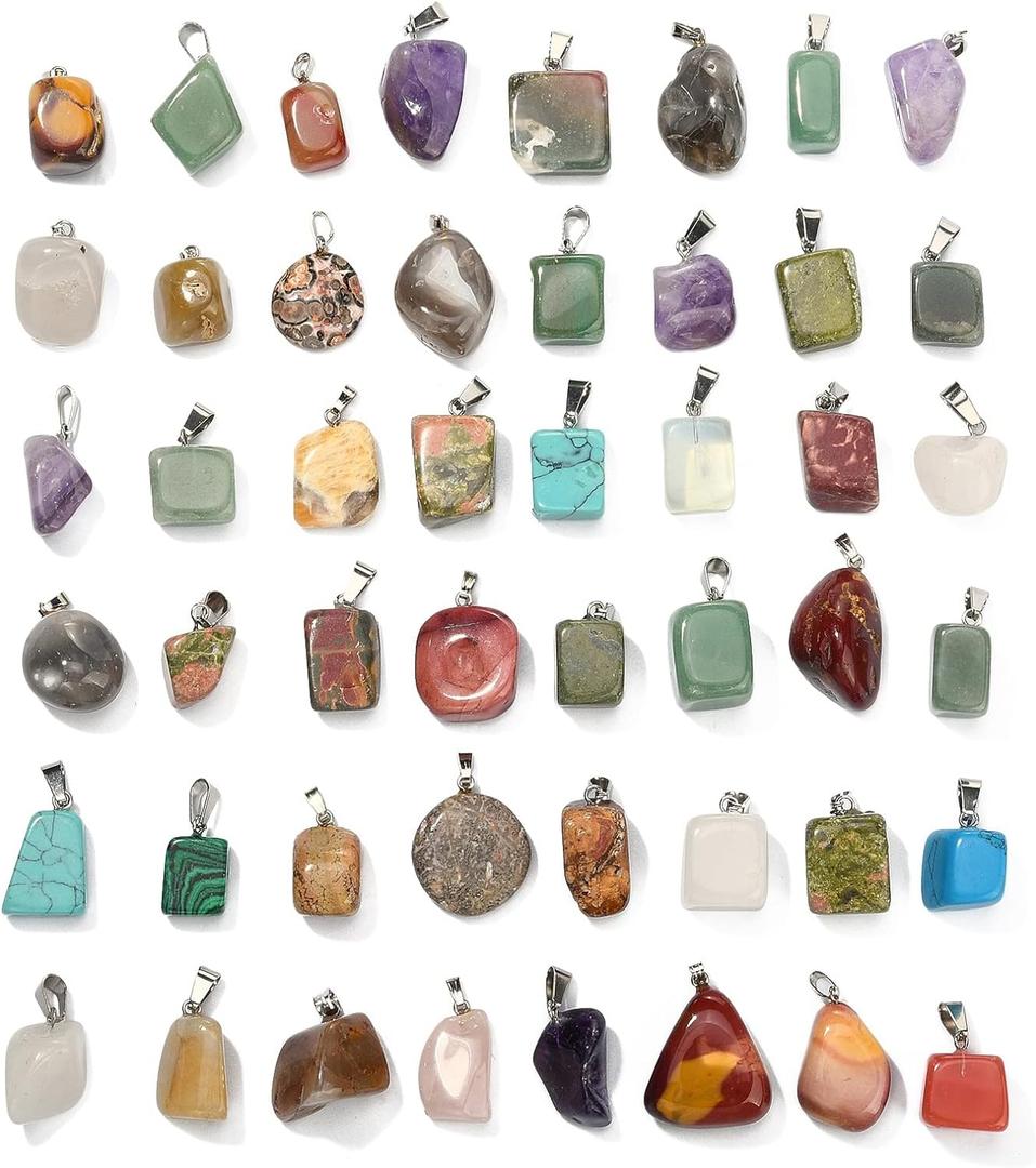 DanLingJewelry 50pcs Natural Random Reiki Nugget Gemstone Charms Irregular Healing Crystal Chakra Stone Pendants for Jewelry Making