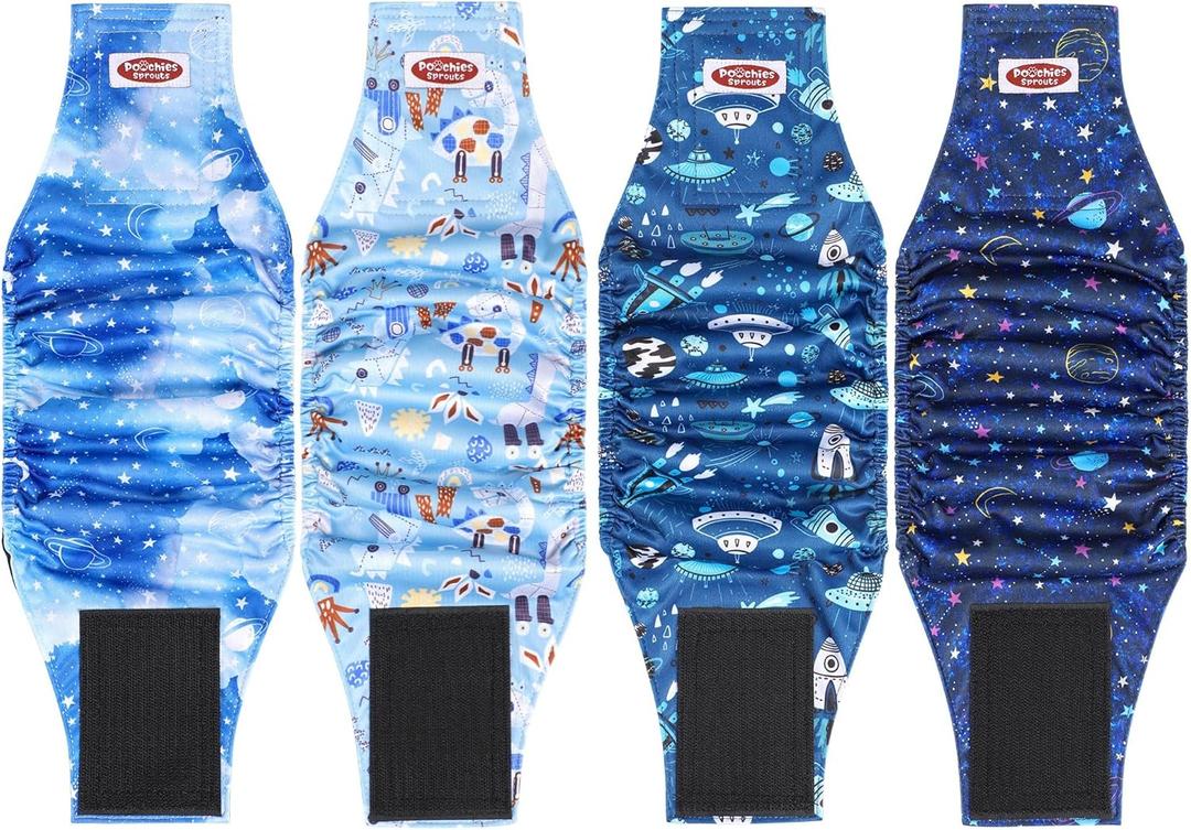 Washable Belly Bands for Male Dogs (Pack of 4), Dog Belly Band Male, Male Dog Diapers Reusable, Washable Dog Belly Wrap, Small