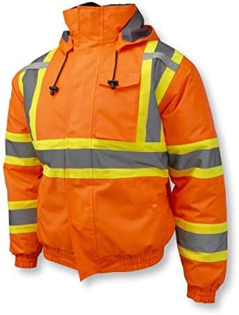 Radians SJ11QX Class 3 X-Back High Visibility Quilted Bomber Jacket with Hood - Hi Vis Orange - 3XL