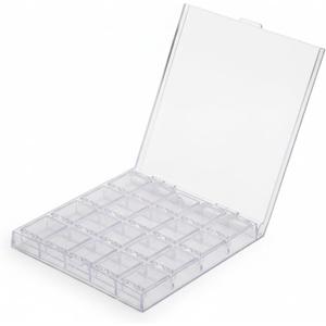 20 Grids Clear Bead OrganizerStorage Box, Transparent Acrylic Nail Art Decorations Container Rhinestone Beads Case for Jewelry, Art Craft with Dividers,
