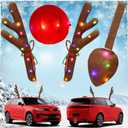 Angooni Charming Christmas Car Decoration, Festive Reindeer Kit, LED Reindeer Christmas Decoration for Car, Nice Gift for Families & Friends, Suitable for Jeeps, Trucks, Golf Carts...