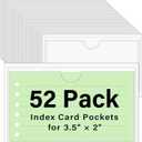 Ohuimrt 52 Pack Storage Bin Labels, Clear Adhesive Pockets for 3.5" x 2" Index Card, Tote Labels Top Open Index Card Holder Organizer