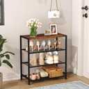 HOMEFORT 4-Tier Shoe Rack Organizer, Shoe Tower for Closet, Shoe Storage Shelf with MDF Top Board, Each Tier Fits 3 Pairs of Shoes, Entryway Shoes Organizer with Sturdy Metal Shelves, Rustic Brown