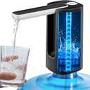 Foldable Water Dispenser for 5 Gallon Bottle, Electric Water Pump for 5 Gallon Jug Rechargable Portable Automatic Low Decibel for Camping Travel Home Kitchen Office (Black)