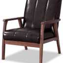 Baxton Studio BBT8011A2-Brown Living-Room-Chairs, Medium, Leather, Dark Brown