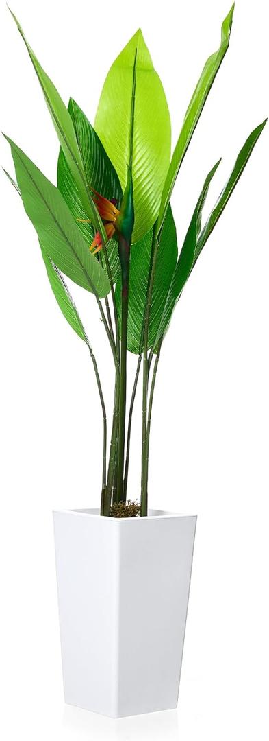 4.8FT Bird of Paradise Artificial Plant Indoor  Realistic Faux Tropical Tree with Cement Pot, Easy Care, Ideal for Home & Office Decor
