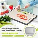Titanium Cutting Board for Kitchen, Cutting Board Double Sided Food Grade, Pure Titanium and Wheat Straw PP, Easy to Clean Large Size 1611 (Silver)