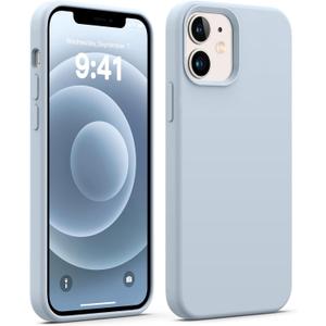 JELE Shockproof Designed for iPhone 12/12 Pro Case, Liquid Silicone Phone Case with [Soft Anti-Scratch Microfiber Lining] Military Grade Drop Protection Slim Thin Cover, 6.1 inch, Baby Blue