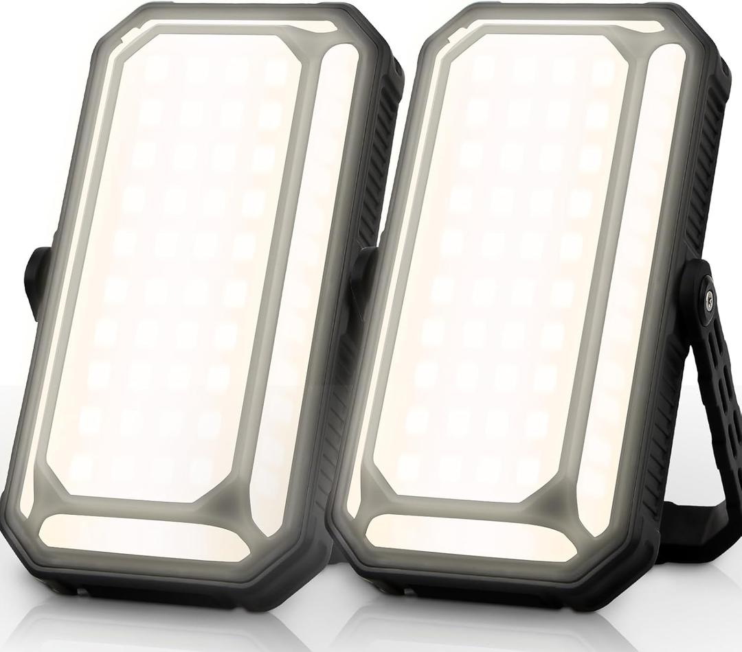 Camping Lantern LED Rechargeable - up to 120+ Hours, 10000mAh Portable Camping Lights with Redlight &12 Light Modes, LCD Display, Dimmable, Waterproof, Camping Lantern for Power Outages Pack of 2