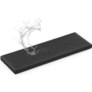 Shinnwa Waterproof Bench Cushion with Ties for Indoor Furniture, Dual-Layer Memory Foam Bench Seat Cushion with Faux Leather Cover and Non-Slip Bottom, 48 x 16 x 2, Black