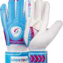 SPORTOUT Youth Adult Goalie Goalkeeper Gloves,Football gloves, Strong Grip for The Toughest Saves,With Finger Spines For Men, Women, Boys, Girls & Junior Keepers For Training and Match (Blue, 8)