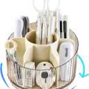 Rotating Pencil Holder, Desk Organizer with Multi-Compartment Design-Stylish, Functional Storage Solution for Home Offices, Classroom, Art Supplies Storage (Transparent white)