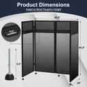 Kokorona Portable DJ Booth 43"L x 20"W x 45"H, DJ Facade Booth with Black & White Scrims, Folding DJ Booth for Party, DJ Facade Table Booth with Cable Hole, Black Metal Frame + Carry Bag