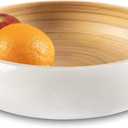 LEXA 12" Handmade White Bamboo Wooden Fruit Bowl for Kitchen Counter - 130 oz Lightweight Large Bamboo Wood Salad Bowl