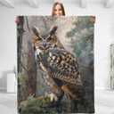 Majestic Forest Owl Throw Blanket - Soft, Plush, Comfy, Lightweight, Warm, Fuzzy, Anti-Pilling Flannel, Ideal for Couch, Bedroom, Travel, Living Room for Men and Boys 80in60in