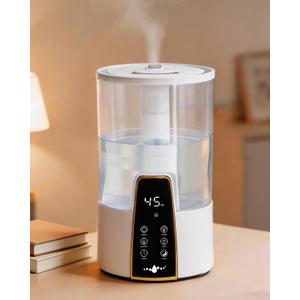 Humidifiers for Bedroom,1.06Gal(4L) Dishwasher Safe Design Easy to Clean,Top Fill,Night Light,Aroma Diffuser,Humidity Control,12H Timer,Sleep Mode,3 Level Mist,360° Nozzle,Home,Nursery,Off White